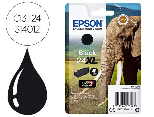 [C13T24314012] INK-JET EPSON CLARIA PHOTO HD INK NEGRO 24XL EXPRESSION PHOTO XP-760/950