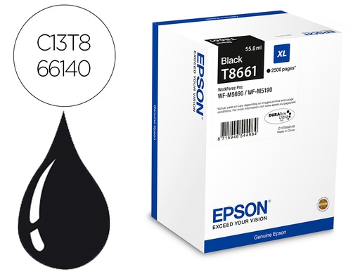 [C13T866140] INK-JET EPSON T8661 NEGRO XL WF-M5190DW/M5690DWF