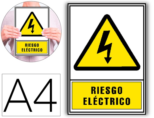 [6172-03 AM] PICTOGRAMA ARCHIVO 2000 RIESGO ELECTRICO PVC AMARILLO LUMINISCENTE 210X297 MM
