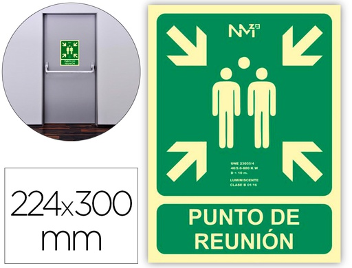 [6170-07H VE] PICTOGRAMA ARCHIVO 2000 PUNTO DE REUNION PVC VERDE LUMINISCENTE 224X300 MM