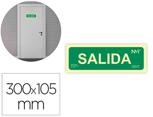 [6170-06H VE] PICTOGRAMA ARCHIVO 2000 SALIDA PVC VERDE LUMINISCENTE 300X105 MM PACK DE 2 UNIDADES