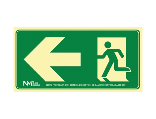 [6170-17H VE] PICTOGRAMA ARCHIVO 2000 SALIDA DE EMERGENCIA IZQUIERDA PVC VERDE LUMINISCENTE 160X320 MM