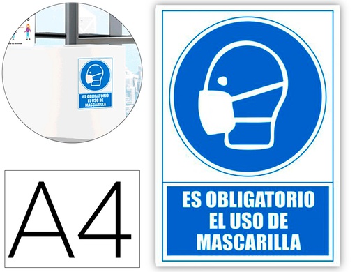 [6173-11 AZ] PICTOGRAMA ARCHIVO 2000 OBLIGATORIO EL USO DE MASCARILLA PVC COLOR AZUL 210X297 MM