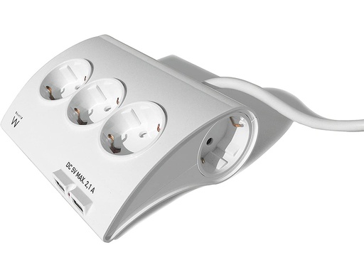 [EW3935] REGLETA EWENT DE ESCRITORIO 5 TOMAS CON 2 PUERTOS USB LONGITUD CABLE 1,5 MT