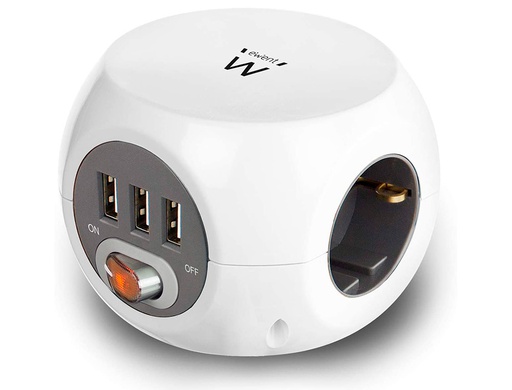 [EW3939] REGLETA EWENT CON 3 TOMAS AC Y 3 PUERTOS USB LONGITUD CABLE 1,5 MT