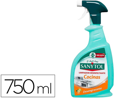 [71961] LIMPIADOR DESINFECTANTE SANYTOL PARA COCINAS CON PISTOLA PULVERIZADORA BOTE DE 750 ML