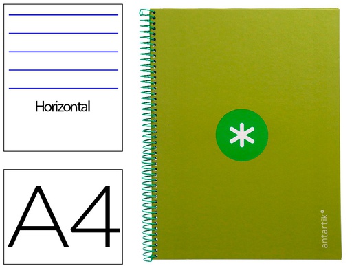 [KB32] CUADERNO ESPIRAL LIDERPAPEL A4 MICRO ANTARTIK TAPA FORRADA80H 90 GR HORIZONTAL 1 BANDA 4 TALADROS COLOR VERDE