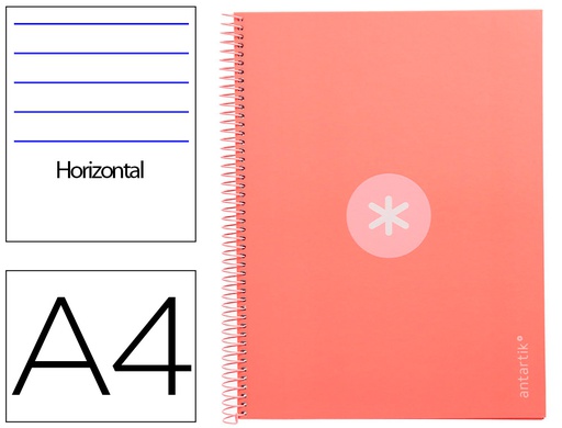 [KB34] CUADERNO ESPIRAL LIDERPAPEL A4 MICRO ANTARTIK TAPA FORRADA80H 90 GR HORIZONTAL 1 BANDA 4 TALADROS COLOR ROSA CLARO