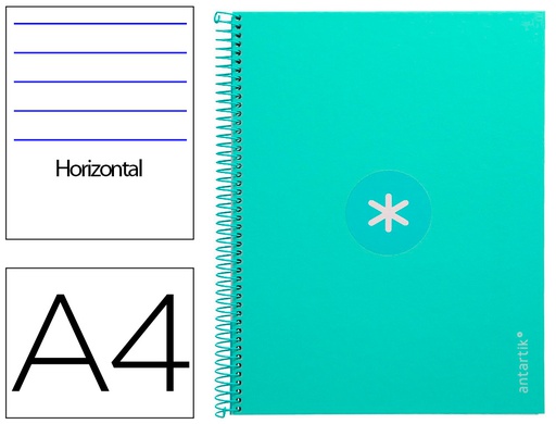 [KB33] CUADERNO ESPIRAL LIDERPAPEL A4 MICRO ANTARTIK TAPA FORRADA80H 90 GR HORIZONTAL 1 BANDA 4 TALADROS COLOR MENTA