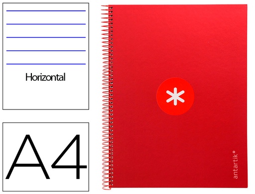 [KB29] CUADERNO ESPIRAL LIDERPAPEL A4 MICRO ANTARTIK TAPA FORRADA80H 90 GR HORIZONTAL 1 BANDA 4 TALADROS COLOR FRAMBUESA
