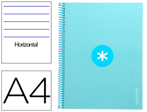[KB35] CUADERNO ESPIRAL LIDERPAPEL A4 MICRO ANTARTIK TAPA FORRADA80H 90 GR HORIZONTAL 1 BANDA 4 TALADROS COLOR CELESTE