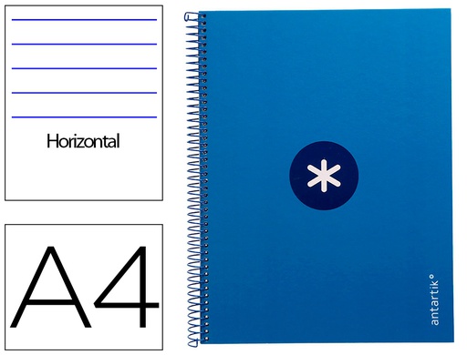 [KB37] CUADERNO ESPIRAL LIDERPAPEL A4 MICRO ANTARTIK TAPA FORRADA80H 90 GR HORIZONTAL 1 BANDA 4 TALADROS COLOR AZUL OSCURO