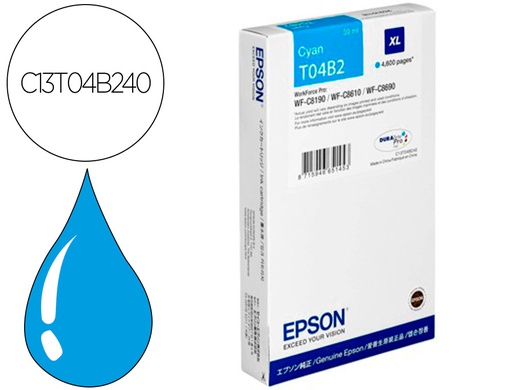 [C13T04B24N] INK-JET EPSON WORKFORCE PRO WF-C8610DWF/ WF-C8690 SERIES / WF-C8190 SERIES CIAN 4600 PAGINAS