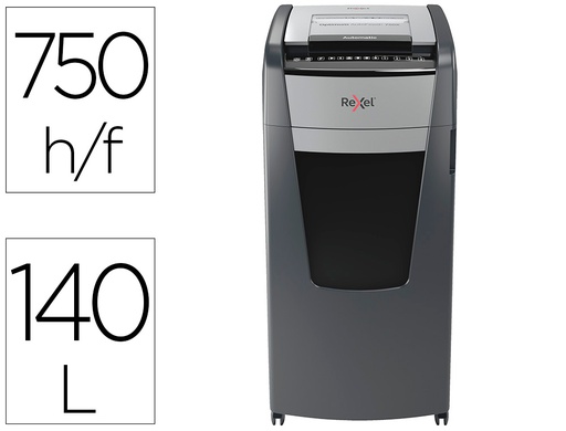 [2020750XEU] DESTRUCTORA DE DOCUMENTOS REXEL OPTIMUM AUTO+ 750X EU CAPACIDAD 750 HOJAS PARTICULAS DESTRUYE GRAPAS
