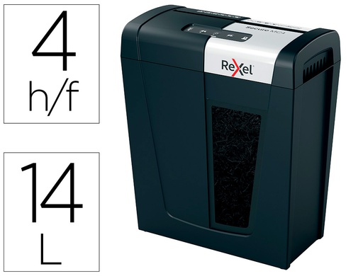 [2020129EU] DESTRUCTORA DE DOCUMENTOS REXEL SECURE MC4 CAPACIDAD 4 HOJAS MICRO CORTE DESTRUYE GRAPAS Y CLIPS