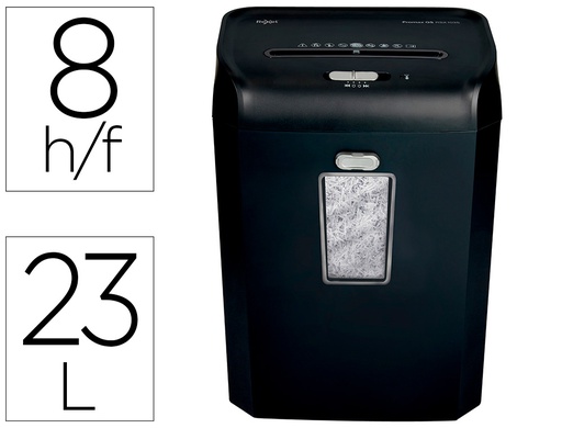 [2104583EU] DESTRUCTORA DE DOCUMENTOS REXEL PROMAX QS REX823 CAPACIDAD 8 HOJAS PARTICULAS DESTRUYE GRAPAS CLIPS Y