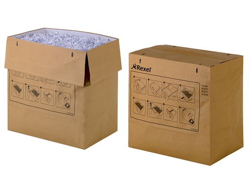 [2105903] BOLSA DE RESIDUOS REXEL RECICLABLE PARA DESTRUCTORA AUTO+ 750X/750M CAPACIDAD 115 L PACK DE 50 UNIDADES