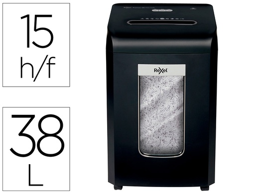 [2104587EU] DESTRUCTORA DE DOCUMENTOS REXEL PROMAX QS RSX1538 CAPACIDAD 15 HOJAS PARTICULAS DESTRUYE GRAPAS CLIPS Y