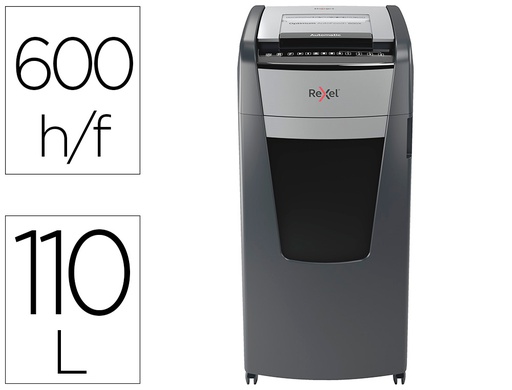 [2020600XEU] DESTRUCTORA DE DOCUMENTOS REXEL OPTIMUM AUTO+ 600X EU CAPACIDAD 600 HOJAS PARTICULAS DESTRUYE GRAPAS