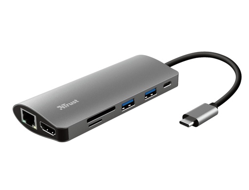 [23775] ADAPTADOR TRUST DALYX 7 EN 1 MULTIPUERTO USB-C / HDMI / 2X USB-A / NETWORK / MICRO / MICRO SD / ETHERNET