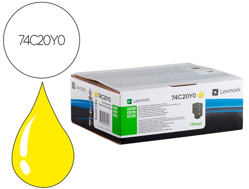 [74C20Y0] TONER LEXMARK LASER 74C20Y0 CX725DE / CS720DE / CS725DE AMARILLO 3000 PAGINAS