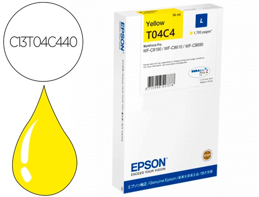 [C13T04C44N] INK-JET EPSON T04C4 AMARILLO 1700 PAGINAS