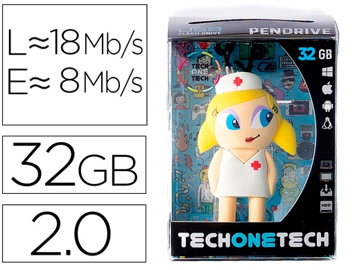 [TEC5038B-32] MEMORIA USB TECH ON TECH ENFERMERA KITTY 32 GB