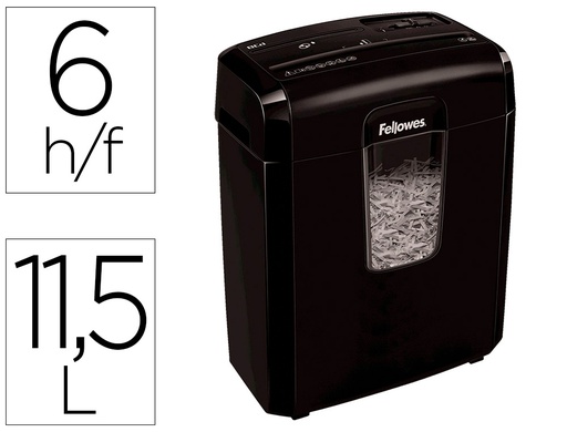 [4170601] DESTRUCTORA DE DOCUMENTOS FELLOWES LX-25M CAPACIDAD 6H SEGURIDAD P4 DESTRUYE GRAPAS CLIPS Y TARJETA PAPELERA 11,5