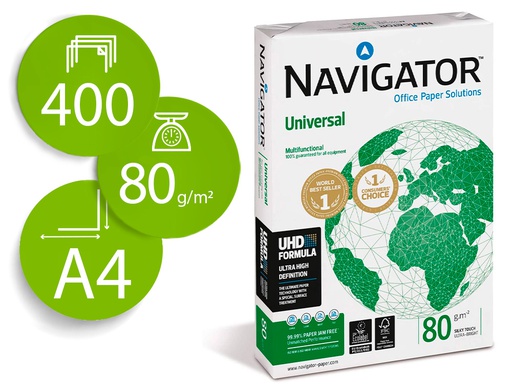 [NAV-80-A4-400] PAPEL FOTOCOPIADORA NAVIGATOR DIN A4 80 GRAMOS PAQUETE DE 400 HOJAS