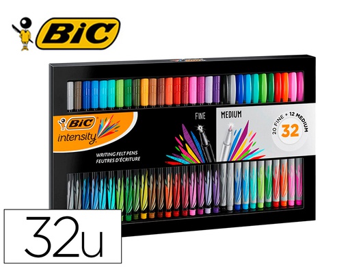 [999444] ROTULADOR BIC INTESITY COLLECTION ESTUCHE DE 32 UNIDADES COLORES SURTIDOS