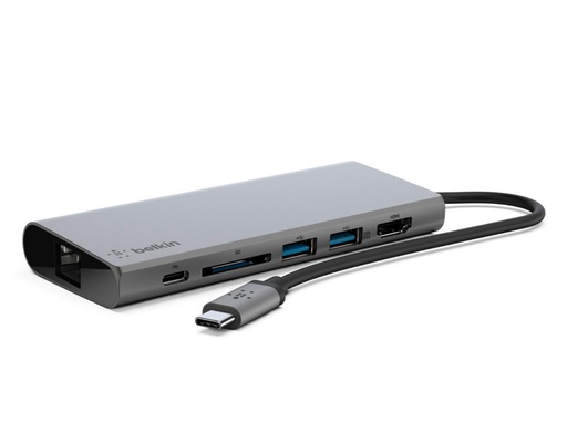 [AVC008BTSGY] ADAPTADOR BELKIN AVC008BTSGY MULTIPUERTO USB-C A ETHERNET / USB-C / USB-A / HDMI / SD COLOR GRIS