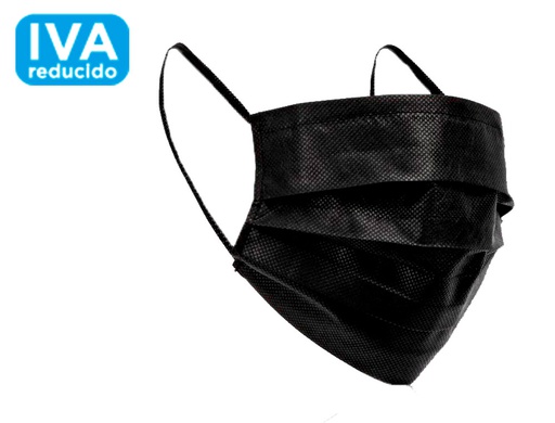 [IIR NEGRA] MASCARILLA FACIAL QUIRURGICA NEGRA DESECHABLE 3 CAPAS FILTRACION 95% TIPO IIR